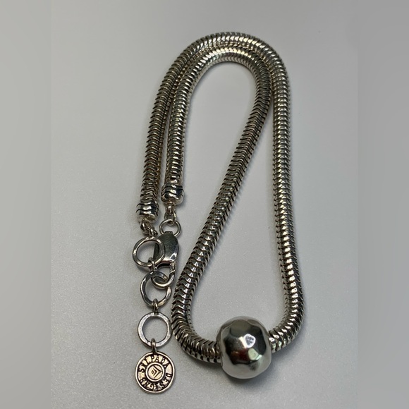 Silpada Vintage Sterling Silver Hammered Sliding Ball on Snake Chain Necklace - Picture 13 of 14
